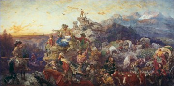 Clásico Painting - Hacia Occidente el curso del Imperio toma su camino guerra militar Emanuel Leutze